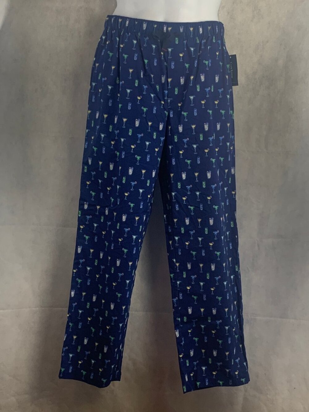 Club Room Men's Woven 100% Cotton Lounge Pajama Pants, Blue Cocktails, Medium